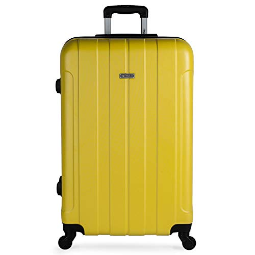 ITACA - Maleta de Viaje Grande XL Rígida 4 Ruedas Trolley 73 cm de ABS Lisa. Cómoda Resistente y Ligera. Calidad Diseño Gran Capacidad. Estilo y Marca. 771170, Color Amarillo