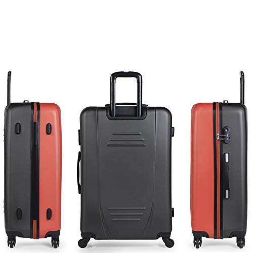 ITACA - Maleta de Viaje Grande XL Rígida 4 Ruedas Trolley 75 cm de ABS. Práctica Cómoda y Ligera. Gran Capacidad Bonito Diseño. Estudiante y Profesional. 71170, Color Coral-Antracita