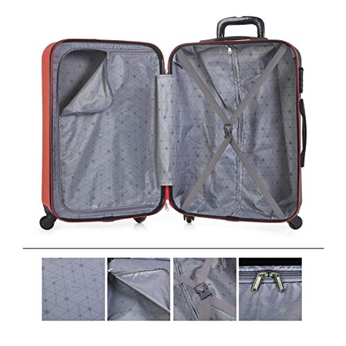 ITACA - Maleta de Viaje Grande XL Rígida 4 Ruedas Trolley 75 cm de ABS. Práctica Cómoda y Ligera. Gran Capacidad Bonito Diseño. Estudiante y Profesional. 71170, Color Coral-Antracita