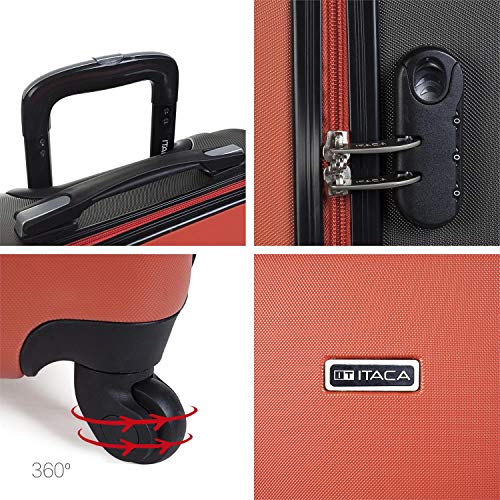 ITACA - Maleta de Viaje Grande XL Rígida 4 Ruedas Trolley 75 cm de ABS. Práctica Cómoda y Ligera. Gran Capacidad Bonito Diseño. Estudiante y Profesional. 71170, Color Coral-Antracita