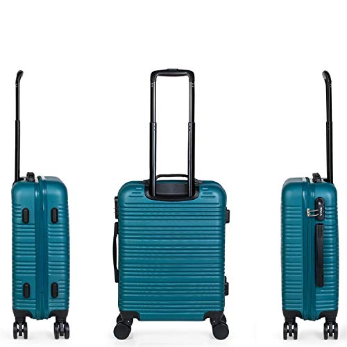 ITACA - Maleta de Viaje Rígida 4 Ruedas 55x40x20 cm Cabina Trolley ABS. Equipaje de Mano. Dura Cómoda Resistente y Ligera. Candado. Low Cost Ryanair. Calidad y Diseño. T72150, Color Verde Oscuro