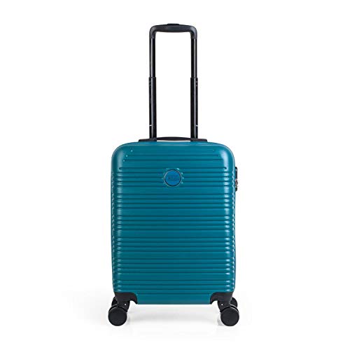 ITACA - Maleta de Viaje Rígida 4 Ruedas 55x40x20 cm Cabina Trolley ABS. Equipaje de Mano. Dura Cómoda Resistente y Ligera. Candado. Low Cost Ryanair. Calidad y Diseño. T72150, Color Verde Oscuro