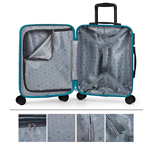 ITACA - Maleta de Viaje Rígida 4 Ruedas 55x40x20 cm Cabina Trolley ABS. Equipaje de Mano. Dura Cómoda Resistente y Ligera. Candado. Low Cost Ryanair. Calidad y Diseño. T72150, Color Verde Oscuro