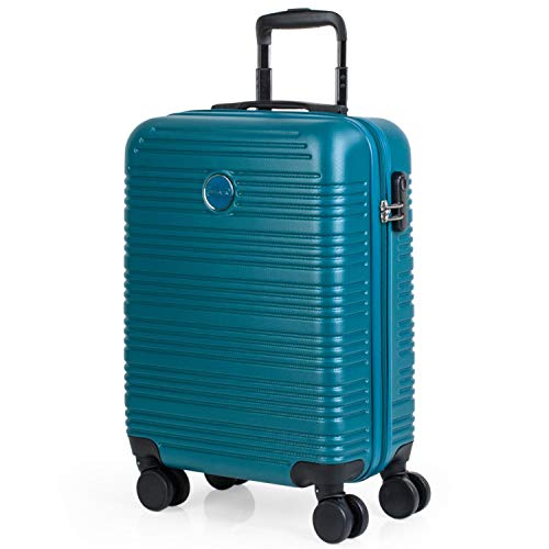 ITACA - Maleta de Viaje Rígida 4 Ruedas 55x40x20 cm Cabina Trolley ABS. Equipaje de Mano. Dura Cómoda Resistente y Ligera. Candado. Low Cost Ryanair. Calidad y Diseño. T72150, Color Verde Oscuro