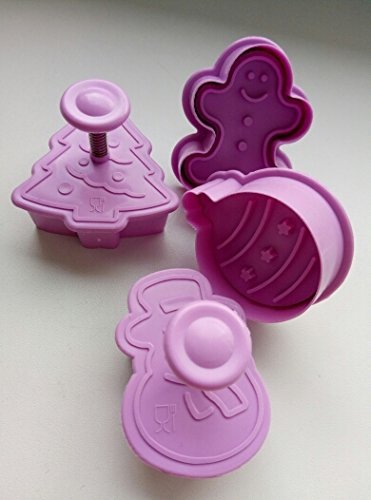Itian 4 Piezas de Navidad Cortadores de Galleta de Galleta para Hornear la Pasta de Azúcar de Galleta Juego de Cortadores con Expulsor