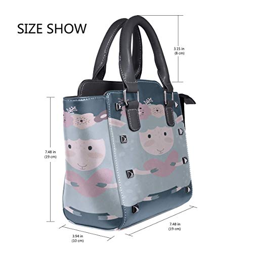 IUBBKI Bolso de hombro cosmético Lindo de dibujos animados Oveja Cordero Corazón Mano Manija personalizada Monederos Remache de cuero Pu Impresión de moda portátil W