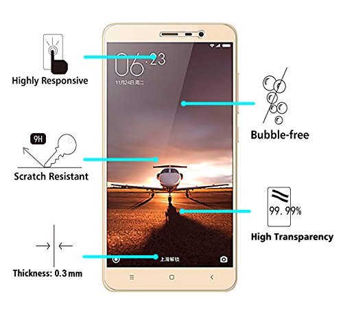 ivoler [2 Unidades] Protector de Pantalla para Xiaomi Redmi Note 3 / Xiaomi Redmi Note 3 Pro, Cristal Vidrio Templado Premium [9H Dureza] [Ultra Fina 0,3mm] [2.5D Round Edge]