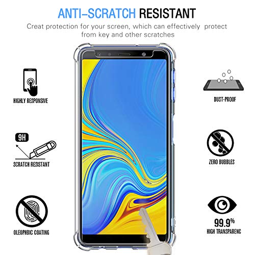 ivoler Funda para Samsung Galaxy A7 2018 + [3 Unidades] Cristal Vidrio Templado Protector de Pantalla, Ultra Fina Silicona Transparente TPU Carcasa Protector Airbag Anti-Choque Anti-arañazos Caso
