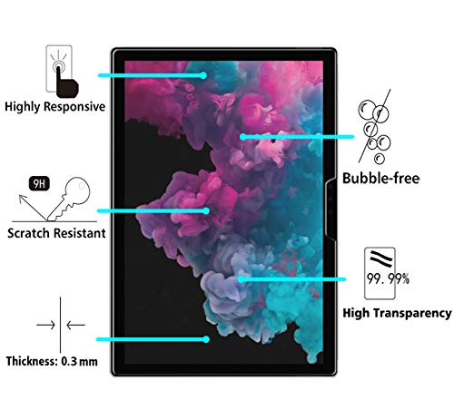 ivoler Protector de Pantalla para Microsoft Surface Pro 7 2019 / Microsoft Surface Pro 6 2018 / Microsoft Surface Pro 2017 / Microsoft Surface Pro 4, Cristal Vidrio Templado Premium