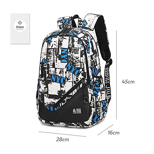 ivotre Gli adolescenti Moda Ricco estilo Tele Impresión Viajes Mochila Bookbag con bolsa y lápiz riñonera para hombres de trabajar, studiare, Viajes, Campo, Ejercicio