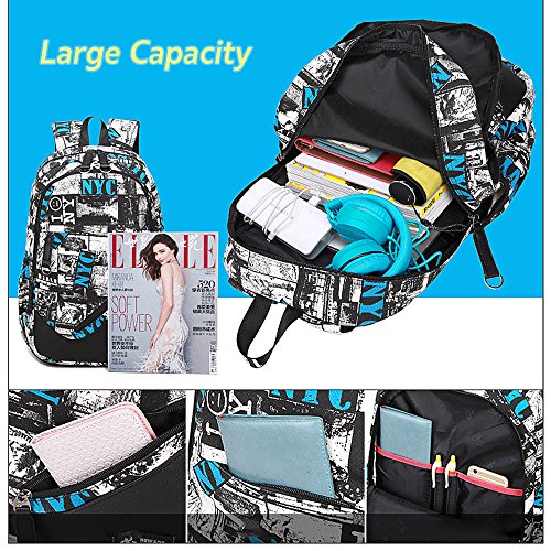 ivotre Gli adolescenti Moda Ricco estilo Tele Impresión Viajes Mochila Bookbag con bolsa y lápiz riñonera para hombres de trabajar, studiare, Viajes, Campo, Ejercicio