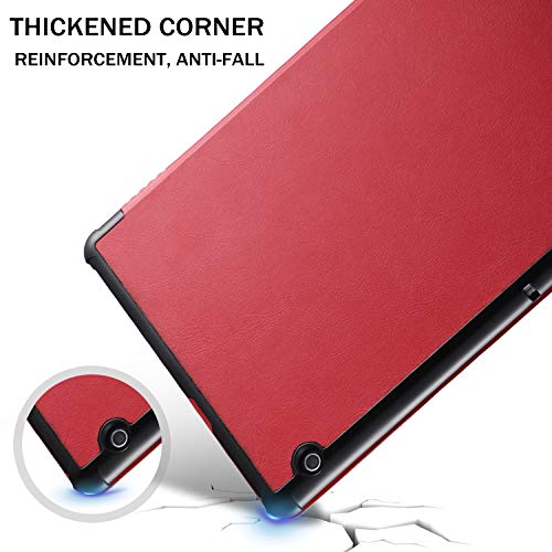 IVSO Funda Carcasa para Huawei MediaPad T5 10, Slim PU Protectora Carcasa Cover para Huawei MediaPad T5 10 10.1 Pulgadas 2018, Rojo