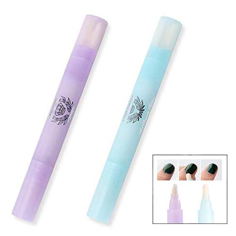 iwobi 2 pcs Pluma removedor de Esmalte de uñas, Nail Art Pen Corrector Gel Pluma correctora de manicura Plumas DIY