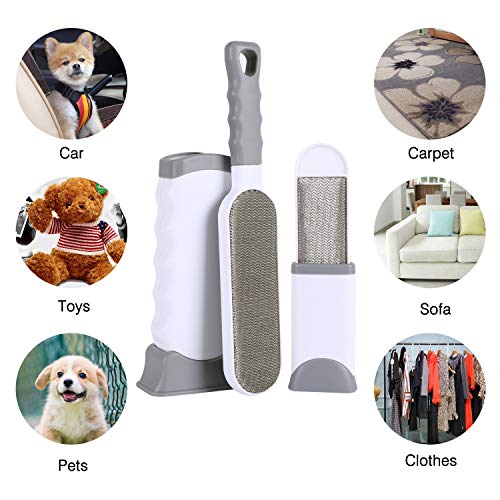 IZSUZEE Cepillo Perro,Quita Pelos Gato con Base Autolimpiante,Quitapelos Mascotas Reutilizables,Cepillo Para Perros Gatos que se Puede Usar en Ambos Lados,Con Quitapelos Mascotas Portátiles,Furminator