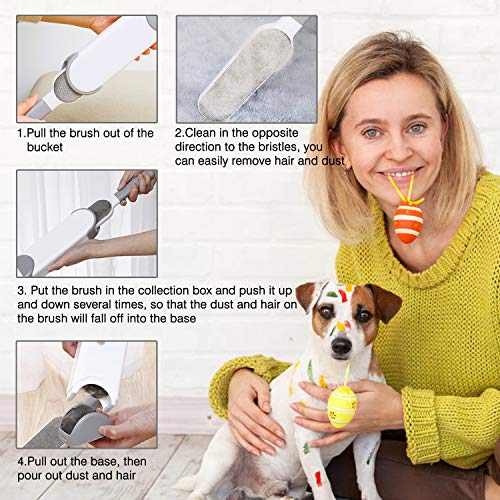 IZSUZEE Cepillo Perro,Quita Pelos Gato con Base Autolimpiante,Quitapelos Mascotas Reutilizables,Cepillo Para Perros Gatos que se Puede Usar en Ambos Lados,Con Quitapelos Mascotas Portátiles,Furminator