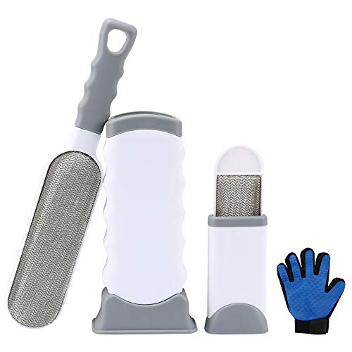 IZSUZEE Cepillo Perro,Quita Pelos Gato con Base Autolimpiante,Quitapelos Mascotas Reutilizables,Cepillo Para Perros Gatos que se Puede Usar en Ambos Lados,Con Quitapelos Mascotas Portátiles,Furminator