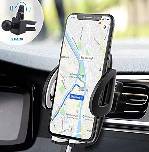 IZUKU Soporte Movil Coche Ventilación con [2 Clips de ventilación] Universal 360 Grados Rotación Porta Movil Coche para Rejillas del Aire de Coche