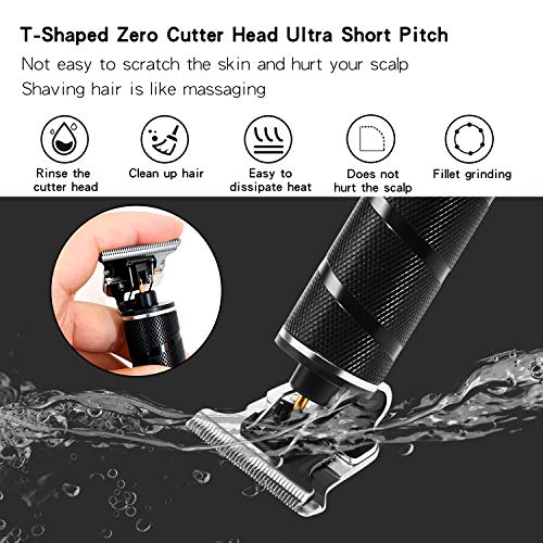 J TOHLO Electric Hair Clippers, Cortapelos Máquina Cortar Pelo, Cortador de Pelo en T-Blade para Hombres, Recortador de Pelo Inalámbrico Recargable por USB, con Cuchillas Afiladas Duraderas (black)