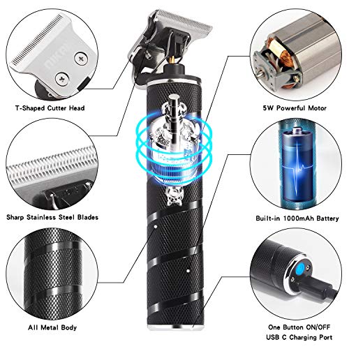J TOHLO Electric Hair Clippers, Cortapelos Máquina Cortar Pelo, Cortador de Pelo en T-Blade para Hombres, Recortador de Pelo Inalámbrico Recargable por USB, con Cuchillas Afiladas Duraderas (black)