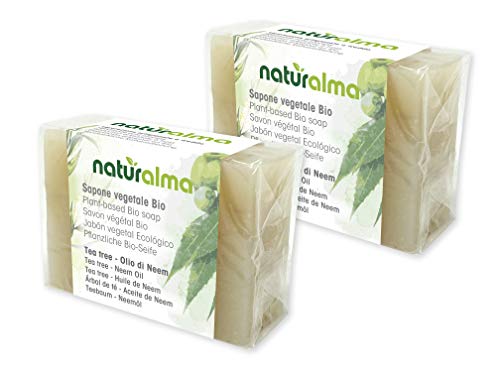 Jabón artesanal vegetal ÁRBOL DE TÉ Y ACEITE DE NEEM Bio 2 X 100g Naturalma baja temperatura vegetariano