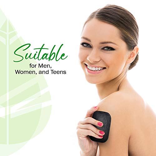 Jabón de Carbón Activo – Limpiador Facial y Corporal – Tratamiento Natural Acné, Psoriasis, Olor Corporal, Piel Grasa – Limpiador de Poros Orgánico, Jabón Limpieza Facial/Corporal 300g (Pack de 3)