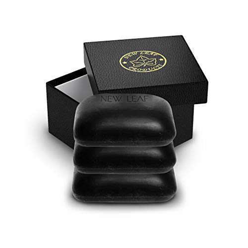 Jabón de Carbón Activo – Limpiador Facial y Corporal – Tratamiento Natural Acné, Psoriasis, Olor Corporal, Piel Grasa – Limpiador de Poros Orgánico, Jabón Limpieza Facial/Corporal 300g (Pack de 3)