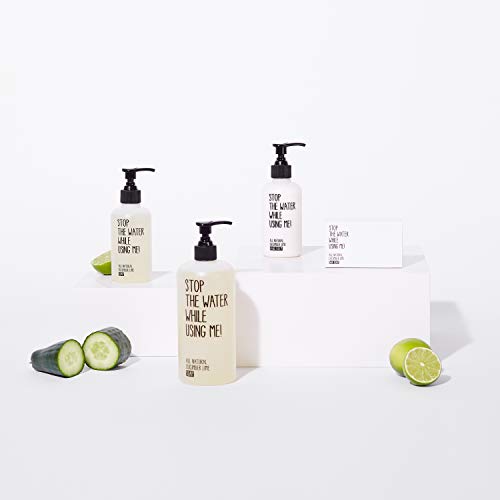 Jabón de manos vegano en dispensador rellenable, cosmética natural con aroma de pepinos y limón fresco