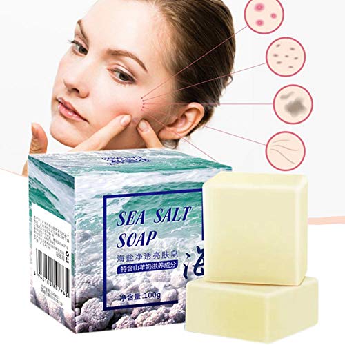 Jabón de Sal Marina Mineral Jabón Limpiador para el acné Jabón hidratante Jabón para el Cuidado Facial Apto para Todo Tipo de Pieles