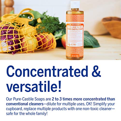 Jabón líquido orgánico de árbol de té de Castilla, de Dr. Bronner, 473 ml, multicolor (781)