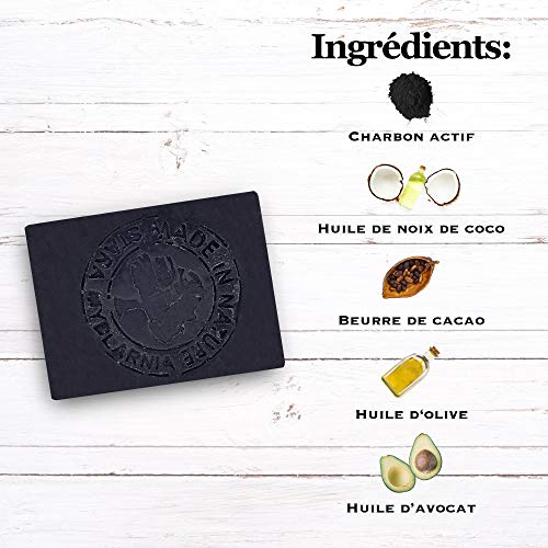 Jabón negro de carbón activado – Jabón negros de carbón vegetal para un cuidado facial o cuerpo perfecto. Jabón sólido ideal para tratar el acné, puntos negros y otras impurezas (x1)