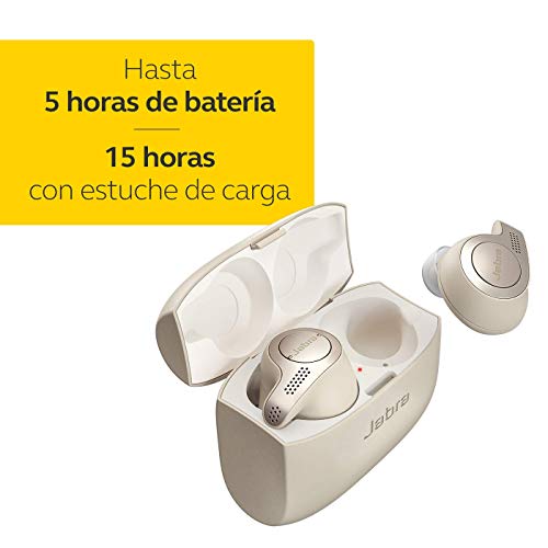Jabra Elite 65t – Auriculares Bluetooth con Cancelación Pasiva del Ruido, Tecnología de Cuatro Micrófonos para Auténticas Llamadas Inalámbricas y Música, Beige Dorado