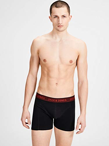 Jack & Jones Jacwaistband Trunks 3 Pack Noos Bóxer, Gris (Asphalt Detail:hawaian Ocean & Fiery Red), Medium (Pack de 3) para Hombre