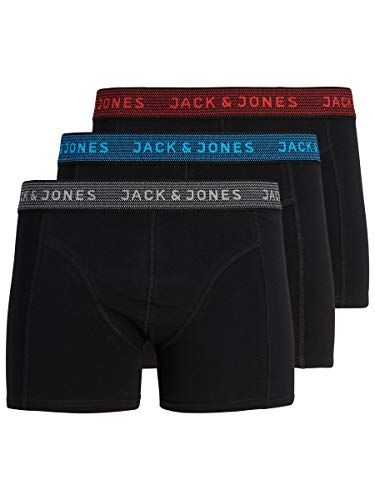 Jack & Jones Jacwaistband Trunks 3 Pack Noos Bóxer, Gris (Asphalt Detail:hawaian Ocean & Fiery Red), Medium (Pack de 3) para Hombre