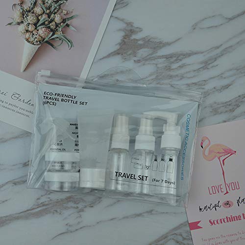 Jackify Botella de Viaje(9 Piezas), Botellas Transparentes Plásticas de Viaje, Anti-Fugas & Rellenable/Compresible Travel Bottles Set para Champú, Bálsamo, Crema de Baño, Loción