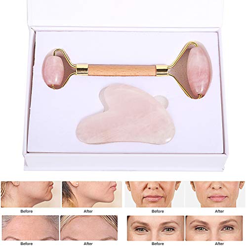 Jade Roller, Rodillo De Jade, Rodillo de masaje de jade, Rodillo Facial de Jade, Facial Masaje Piedra Gua Sha Jade, Antienvejecimiento natural, Para Cuello Cara Ojos Cabeza Cuerpo