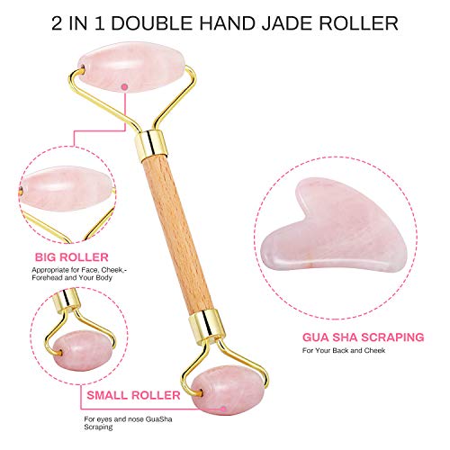 Jade Roller, Rodillo De Jade, Rodillo de masaje de jade, Rodillo Facial de Jade, Facial Masaje Piedra Gua Sha Jade, Antienvejecimiento natural, Para Cuello Cara Ojos Cabeza Cuerpo