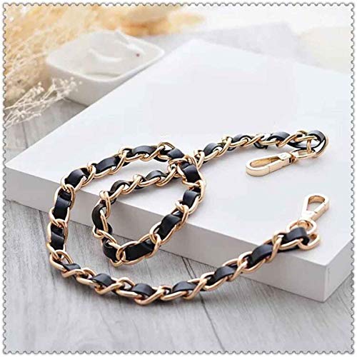 JAKAGO Correa de cadena de 49 pulgadas con correa de piel negra de repuesto para bolsa de noche, bolso cruzado para bolso de hombro, bolso de mano Black Gold