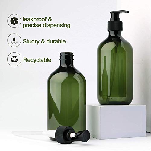 JamHooDirect - 2 botellas de plástico vacías de 500 ml, loción rellenable, gel de ducha, dispensador de líquidos
