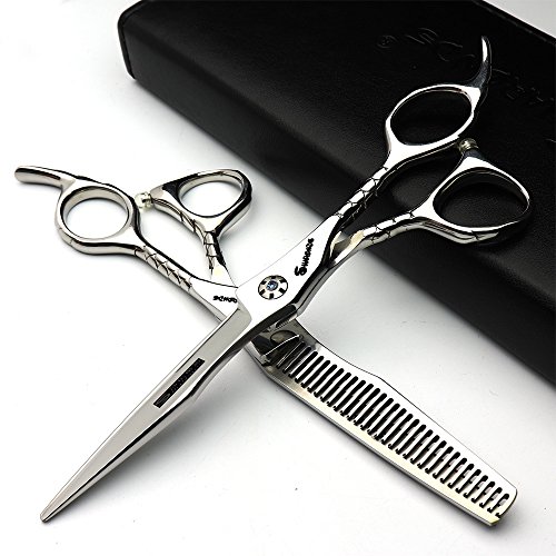 Japón 440 C Studio de peluquería Peluquería Peinado profesional juego de herramientas para Fashion 6.0 pulgadas corte de pelo tijeras + tijeras de entresacar