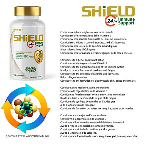 Jarmor VITAMINA C 1000mg Suplemento | VITAMINA D 2000 UI | ZINC 100% alta dosis 60cps Vegano