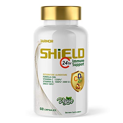 Jarmor VITAMINA C 1000mg Suplemento | VITAMINA D 2000 UI | ZINC 100% alta dosis 60cps Vegano