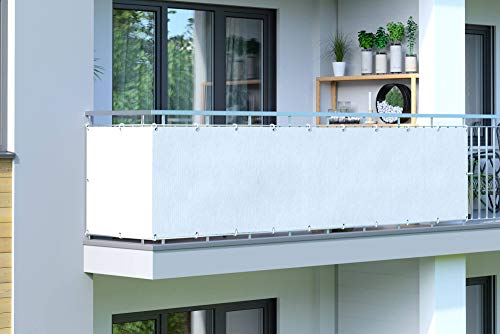 jarolift Revestimiento para balcón Alta Densidad (Transpirable), Lona de protección para Balcones y terrazas, Tamaño: 300 x 90 cm, Color: Blanco (Unicolor)