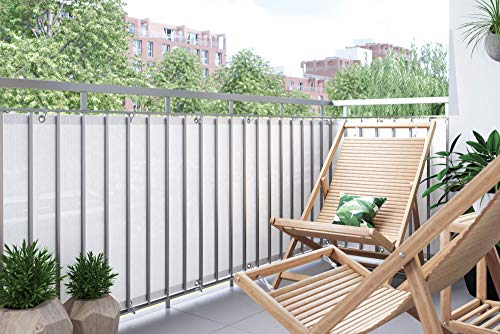 jarolift Revestimiento para balcón Alta Densidad (Transpirable), Lona de protección para Balcones y terrazas, Tamaño: 300 x 90 cm, Color: Blanco (Unicolor)