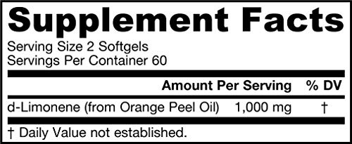 Jarrow Formulas Suplemento Dietético de Aceite de Piel de Naranja "d-Limonene" (500mg/c) - 120 Cápsulas