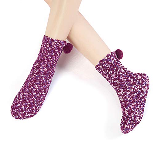 JARSEEN 2 Caja Regalo Navidad Calcetines Dia de san Valentin Super Suaves Cómodos Calentar Mujer DIY (2 Morado, EU 36-42)