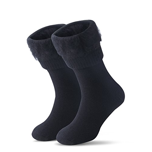 JARSEEN, Calcetines Térmicos de Lana para Mujer, Negro, 37-42 EU