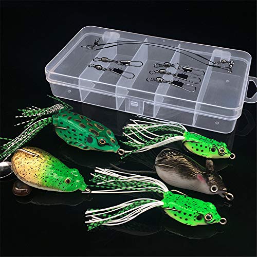 JasCherry Señuelos de Rana, Rana de Crankbait, Señuelos de Pesca de Rana, Cebos de Pesca Suaves, Señuelos de Silicona con Doble Anzuelo Cebo de Pesca Realista Cebo Suave Artificial