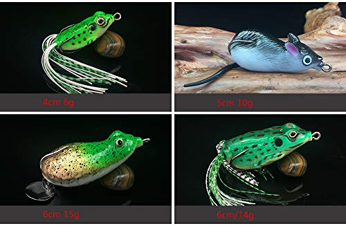 JasCherry Señuelos de Rana, Rana de Crankbait, Señuelos de Pesca de Rana, Cebos de Pesca Suaves, Señuelos de Silicona con Doble Anzuelo Cebo de Pesca Realista Cebo Suave Artificial