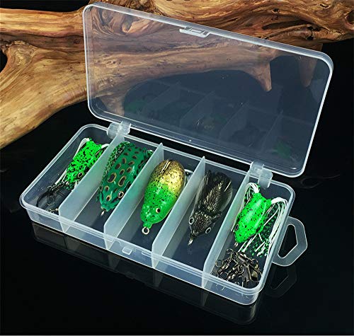 JasCherry Señuelos de Rana, Rana de Crankbait, Señuelos de Pesca de Rana, Cebos de Pesca Suaves, Señuelos de Silicona con Doble Anzuelo Cebo de Pesca Realista Cebo Suave Artificial