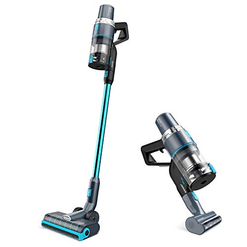 JASHEN Aspirador sin Cable, 350W Motor Digital Brushless 2500mAh Batería Extraíble de Ion-Litio 40 Minutos,LED Pantalla Inteligente, 3 Velocidades (Azúl V18)